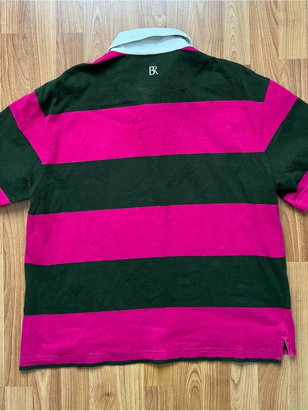Banana Republic Striped Rugby Polo Shirt in Pink and Black Size L